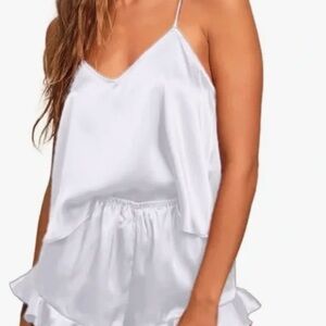 Luxurious White Satin Pajama Set